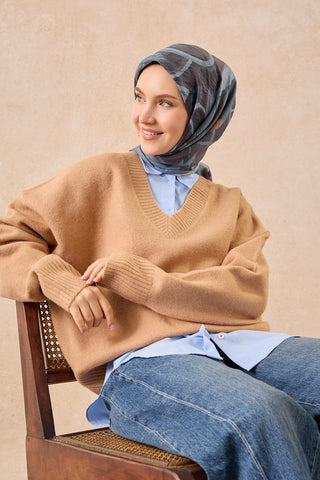 Velora Eşarp Abstract İndigo - Velora Eşarp - | Silk Home