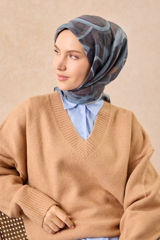 Velora Eşarp Abstract İndigo - Velora Eşarp - | Silk Home