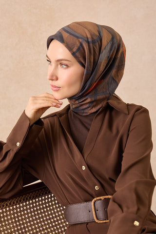 Velora Eşarp Abstract Kahverengi - Velora Eşarp - | Silk Home