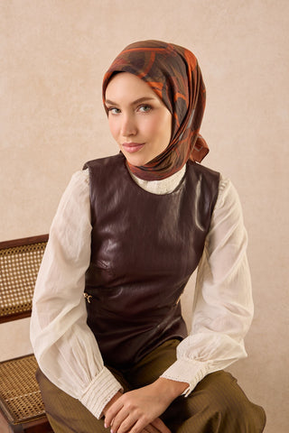 Velora Eşarp Abstract Kiremit - Velora Eşarp - | Silk Home