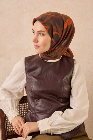 Velora Eşarp Abstract Kiremit - Velora Eşarp - | Silk Home