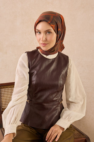 Velora Eşarp Abstract Kiremit - Velora Eşarp - | Silk Home
