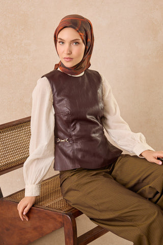 Velora Eşarp Abstract Kiremit - Velora Eşarp - | Silk Home