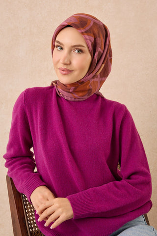 Velora Eşarp Abstract Koyu Gül Kurusu - Velora Eşarp - | Silk Home
