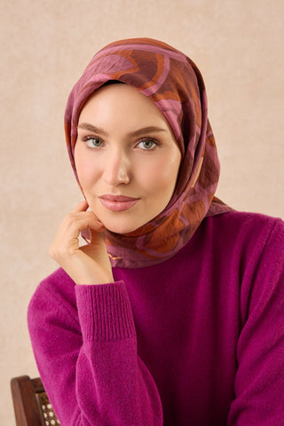 Velora Eşarp Abstract Koyu Gül Kurusu - Velora Eşarp - | Silk Home