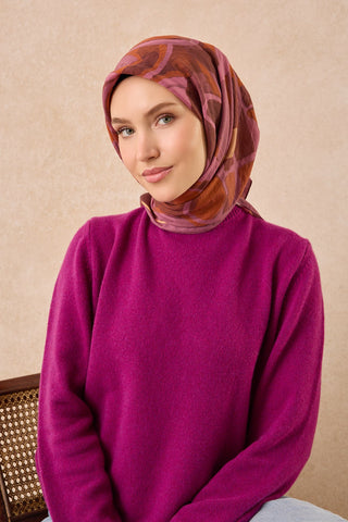 Velora Eşarp Abstract Koyu Gül Kurusu - Velora Eşarp - | Silk Home
