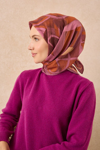 Velora Eşarp Abstract Koyu Gül Kurusu - Velora Eşarp - | Silk Home