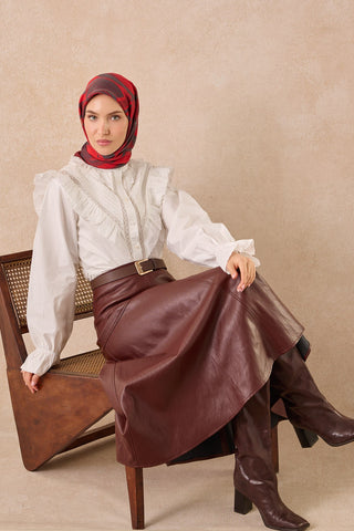 Velora Eşarp Abstract Koyu Kırmızı - Velora Eşarp - | Silk Home