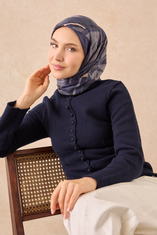 Velora Eşarp Abstract Lacivert - Velora Eşarp - | Silk Home