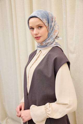 Velora Eşarp Art Gümüş 90x90 - Velora Eşarp - | Silk Home