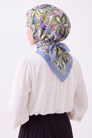 Velora Eşarp Aura Floral Bebe Mavisi - Velora Eşarp - | Silk Home