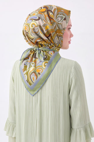 Velora Eşarp Aura Floral Fıstık Yeşili - Velora Eşarp - | Silk Home