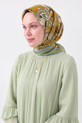 Velora Eşarp Aura Floral Fıstık Yeşili - Velora Eşarp - | Silk Home