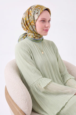 Velora Eşarp Aura Floral Fıstık Yeşili - Velora Eşarp - | Silk Home