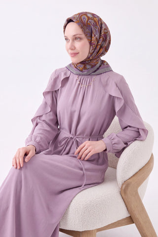 Velora Eşarp Aura Floral Füme - Velora Eşarp - | Silk Home