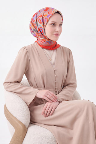 Velora Eşarp Aura Floral Kırmızı - Velora Eşarp - | Silk Home