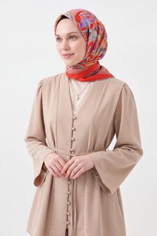 Velora Eşarp Aura Floral Kırmızı - Velora Eşarp - | Silk Home