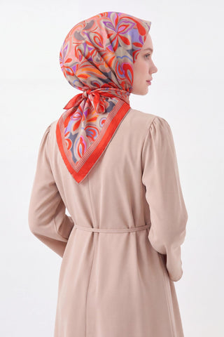 Velora Eşarp Aura Floral Kırmızı - Velora Eşarp - | Silk Home