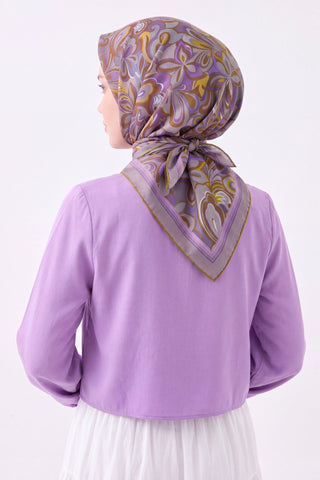 Velora Eşarp Aura Floral Koyu Gri - Velora Eşarp - | Silk Home