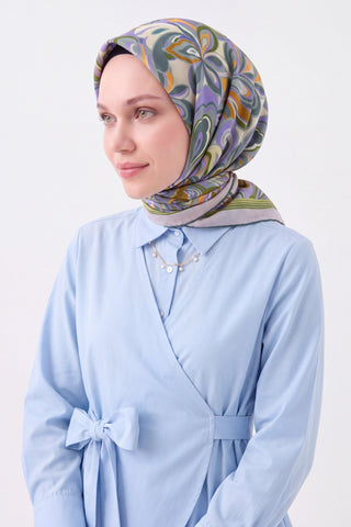 Velora Eşarp Aura Floral Mor - Velora Eşarp - | Silk Home