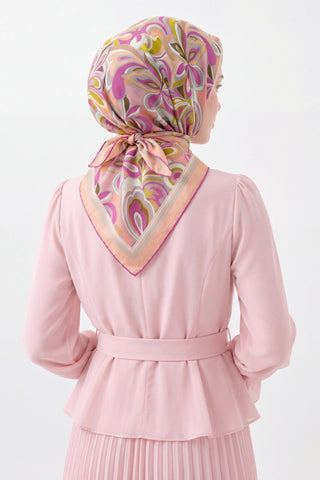 Velora Eşarp Aura Floral Pembe - Velora Eşarp - | Silk Home