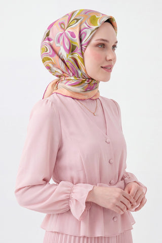 Velora Eşarp Aura Floral Pembe - Velora Eşarp - | Silk Home
