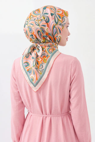 Velora Eşarp Aura Floral Petrol Mavisi - Velora Eşarp - | Silk Home