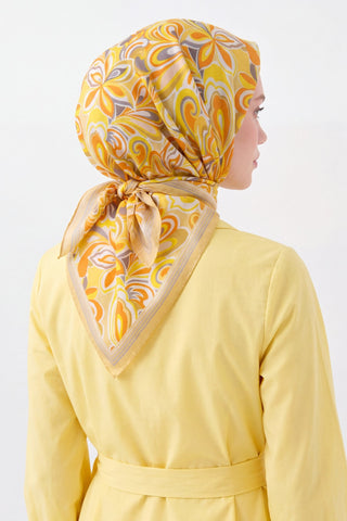 Velora Eşarp Aura Floral Sarı - Velora Eşarp - | Silk Home