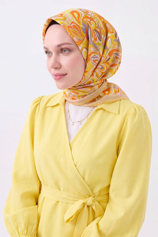 Velora Eşarp Aura Floral Sarı - Velora Eşarp - | Silk Home