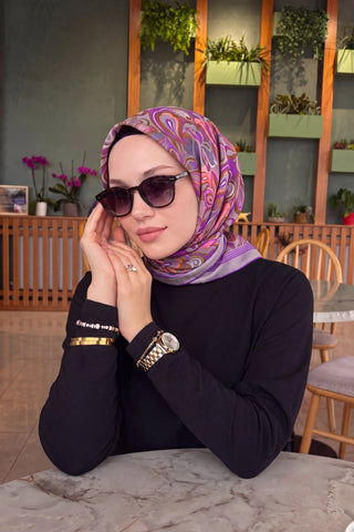 Velora Eşarp Aura Floral Tozpembe - Velora Eşarp - | Silk Home