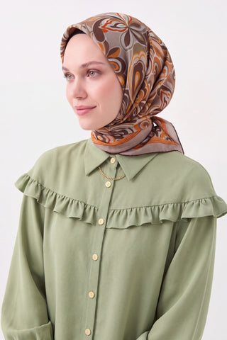 Velora Eşarp Aura Floral Vizon - Velora Eşarp - | Silk Home