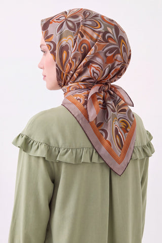 Velora Eşarp Aura Floral Vizon - Velora Eşarp - | Silk Home