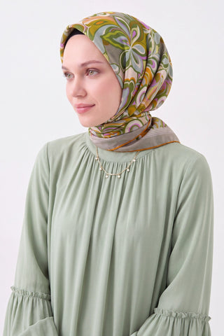 Velora Eşarp Aura Floral Yeşil - Velora Eşarp - | Silk Home