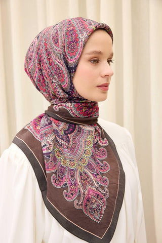 Velora Eşarp Ethnic Acı Kahve 90x90