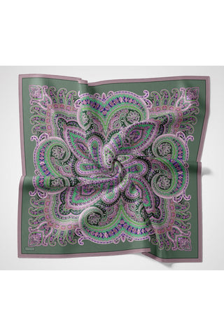 Velora Eşarp Ethnic Koyu Yeşil 90x90