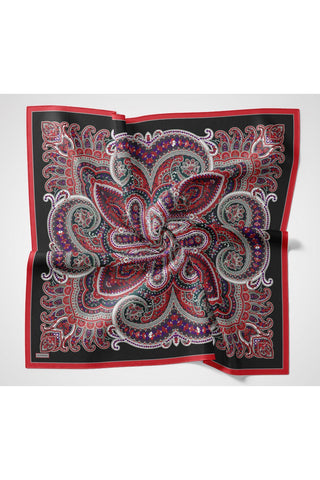 Velora Eşarp Ethnic Siyah - Kırmızı 90x90