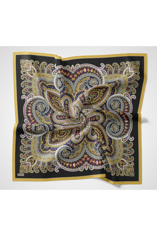 Velora Eşarp Ethnic Siyah - Sarı 90x90
