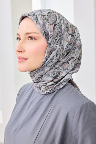 Velora Eşarp Ethnic Yeşil Gri