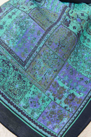 Velora Eşarp Etnik Desen Turkuaz 90x90