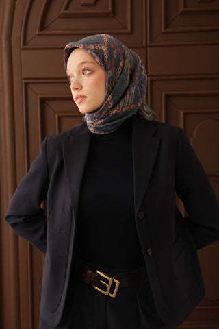 Velora Eşarp Etnik İndigo - Velora Eşarp - | Silk Home