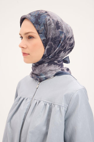 Viscose Velora Scarf, Four Seasons Kilim Pattern, Light Gray, 90x90 cm 