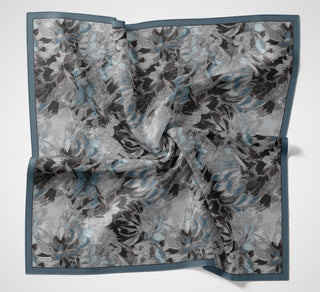 Viscose Velora Scarf, Four Seasons Kilim Pattern, Light Gray, 90x90 cm 
