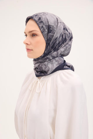 Velora Eşarp Fırça Çiçek Desen Siyah 90X90 - Velora Eşarp - | Silk Home