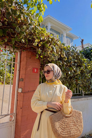 Velora Eşarp Fırça Desen Sarı - Velora Eşarp - | Silk Home