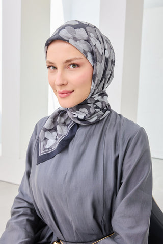 Velora Eşarp Floral Antrasit - Velora Eşarp - | Silk Home