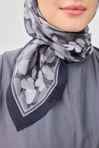 Velora Eşarp Floral Antrasit - Velora Eşarp - | Silk Home