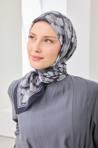 Velora Eşarp Floral Antrasit - Velora Eşarp - | Silk Home