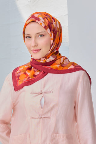 Velora Eşarp Floral Bordo - Velora Eşarp - | Silk Home