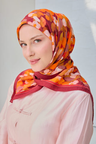 Velora Eşarp Floral Bordo - Velora Eşarp - | Silk Home
