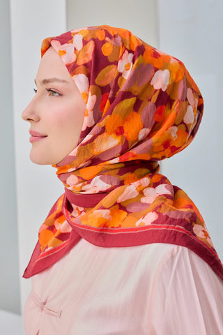 Velora Eşarp Floral Bordo - Velora Eşarp - | Silk Home